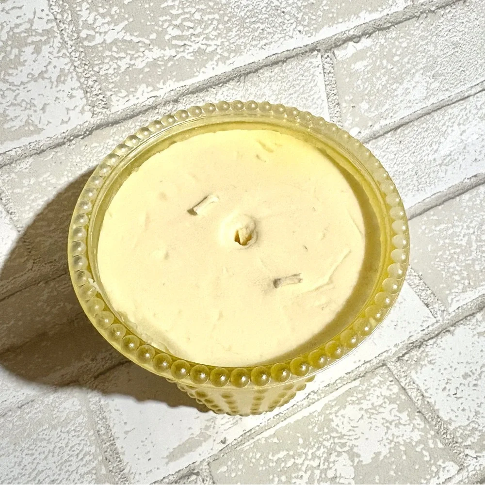 KHall Yellow Hobnail Glass Candle 18oz 510g NEW